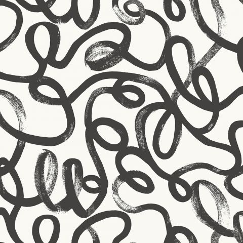 Dutch Wallcoverings - Squiggle Black White 13360