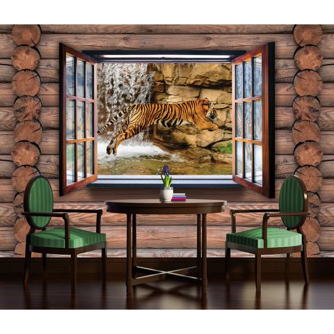 BWS Tiger On The Wooden Wall