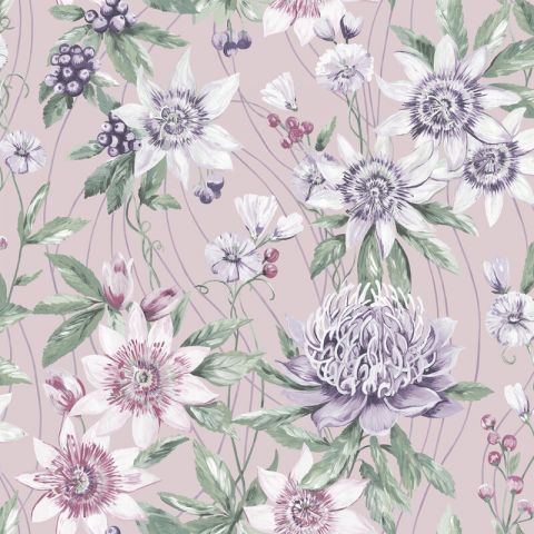 Dutch Wallcoverings First Class Amazonia Passiflora Pink 91322