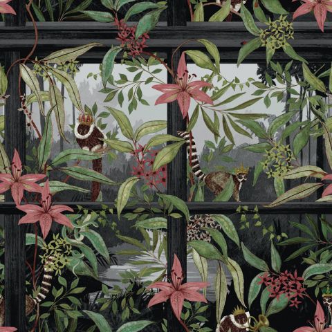 Dutch Wallcoverings First Class - Cascading Gardens - Comoro Charcoal 91391