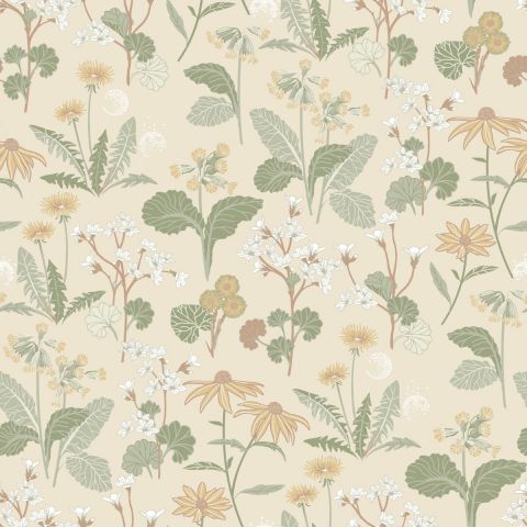 Dutch Wallcoverings First Class - Midbec Örtagård Magdalena Yellow 92135