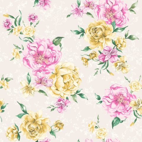 Dutch Wallcoverings The Enchanted Garden Lavina White Pink 98940