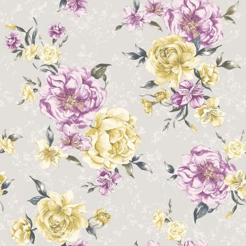 Dutch Wallcoverings The Enchanted Garden Lavina Grey Plum 98941