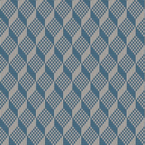 Dutch Wallcoverings - Grace - Patchwork 3D stitched cube blue GR322306