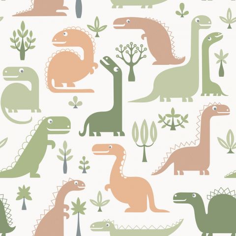 Dutch Wallcoverings - Little Kids- Dinosaur groen/beige LL-10-12-8