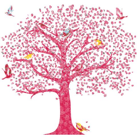 Vintage Chic Mural Tree of Life Pink